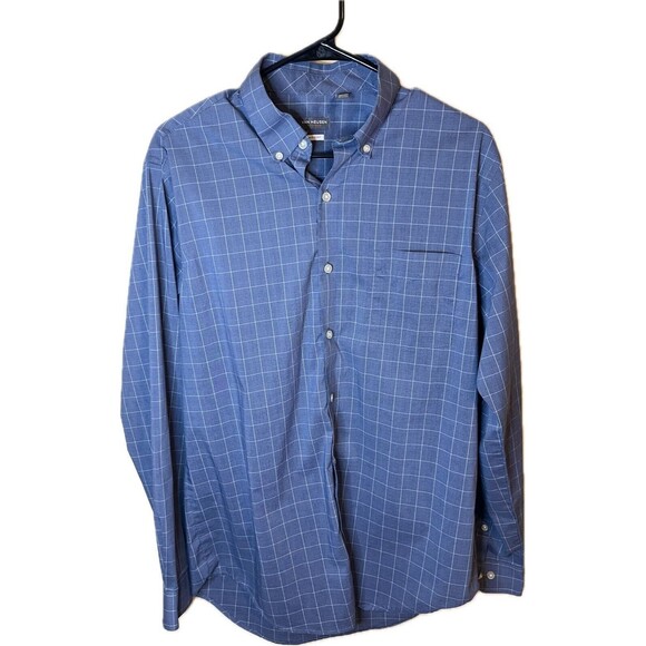 Van Heusen Fitted Men’s M Blue Plaid Long Sleeve Button Down Dress Shirt Used - Picture 1 of 9